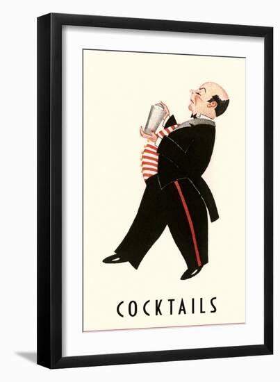 English Butler with Martini Shaker-null-Framed Art Print