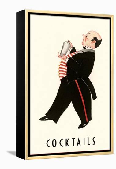 English Butler with Martini Shaker-null-Framed Stretched Canvas