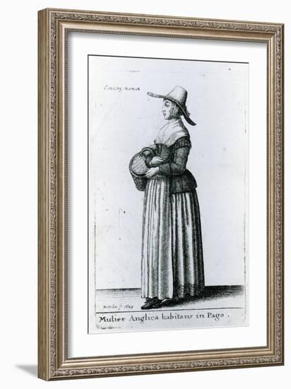 English Country Woman, 1643 (Etching)-Wenceslaus Hollar-Framed Giclee Print