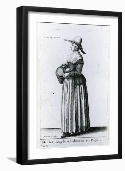 English Country Woman, 1643 (Etching)-Wenceslaus Hollar-Framed Giclee Print