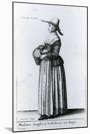 English Country Woman, 1643 (Etching)-Wenceslaus Hollar-Mounted Giclee Print