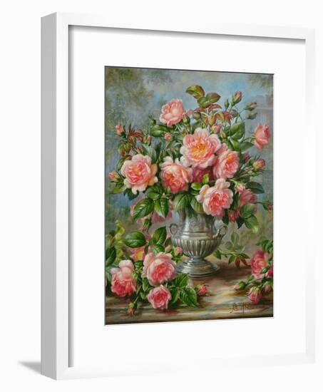 English Elegance Roses in a Silver Vase-Albert Williams-Framed Giclee Print