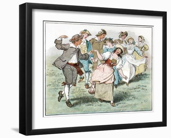 English folk dancing 18th-Randolph Caldecott-Framed Giclee Print