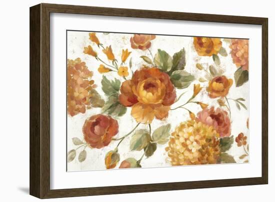 English Garden on White Crop-Silvia Vassileva-Framed Art Print