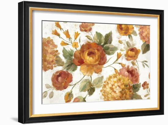 English Garden on White Crop-Silvia Vassileva-Framed Art Print