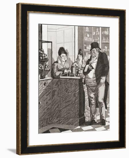 English Gentleman Paying the Bill in a Parisian Restaurant-null-Framed Giclee Print