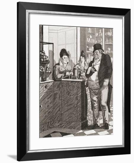 English Gentleman Paying the Bill in a Parisian Restaurant-null-Framed Giclee Print