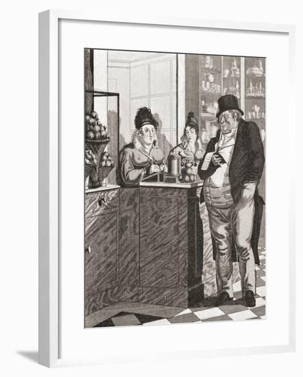 English Gentleman Paying the Bill in a Parisian Restaurant-null-Framed Giclee Print