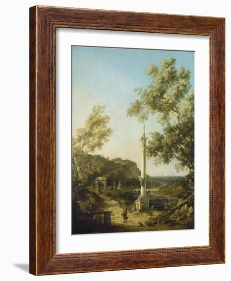 English Landscape Capriccio with a Column, c.1754-Canaletto-Framed Giclee Print