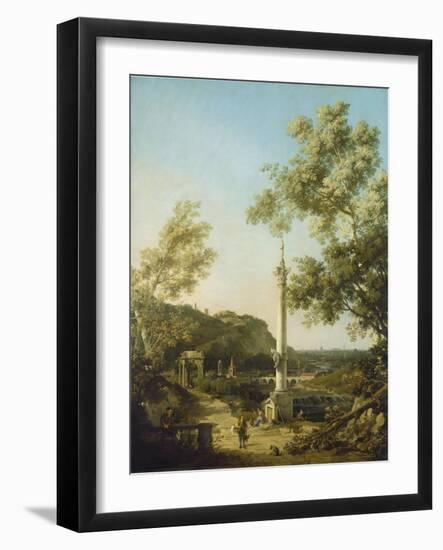 English Landscape Capriccio with a Column, c.1754-Canaletto-Framed Giclee Print