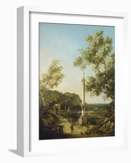 English Landscape Capriccio with a Column, c.1754-Canaletto-Framed Giclee Print