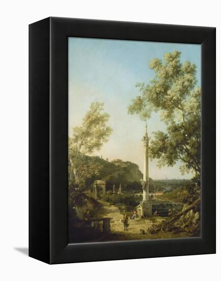 English Landscape Capriccio with a Column, c.1754-Canaletto-Framed Premier Image Canvas