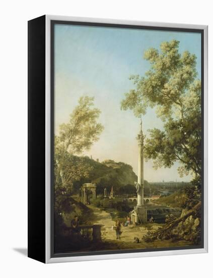 English Landscape Capriccio with a Column, c.1754-Canaletto-Framed Premier Image Canvas