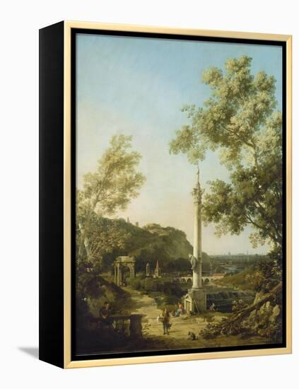 English Landscape Capriccio with a Column, c.1754-Canaletto-Framed Premier Image Canvas