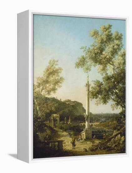 English Landscape Capriccio with a Column, c.1754-Canaletto-Framed Premier Image Canvas