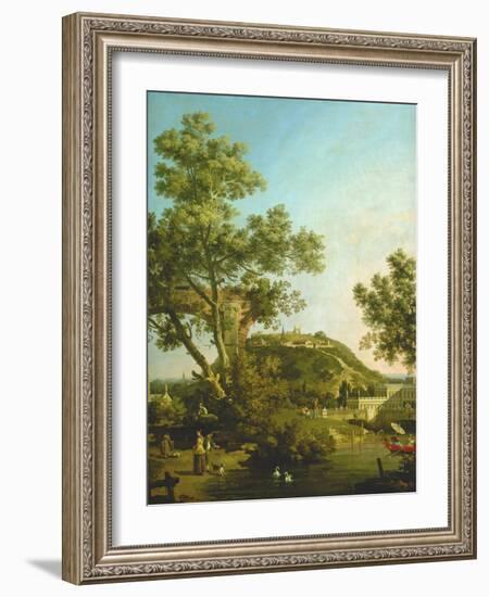 English Landscape Capriccio with a Palace, 1754-Canaletto-Framed Giclee Print