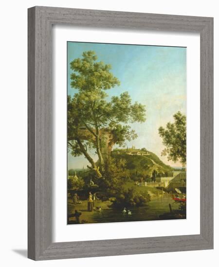 English Landscape Capriccio with a Palace, 1754-Canaletto-Framed Giclee Print