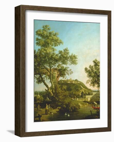 English Landscape Capriccio with a Palace, 1754-Canaletto-Framed Giclee Print