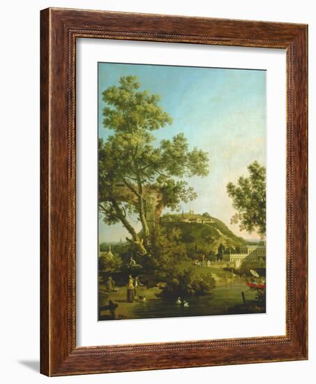 English Landscape Capriccio with a Palace, 1754-Canaletto-Framed Giclee Print