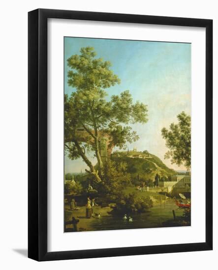 English Landscape Capriccio with a Palace, 1754-Canaletto-Framed Giclee Print