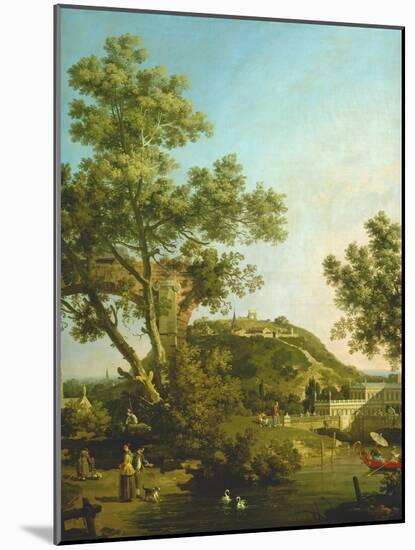 English Landscape Capriccio with a Palace, 1754-Canaletto-Mounted Giclee Print