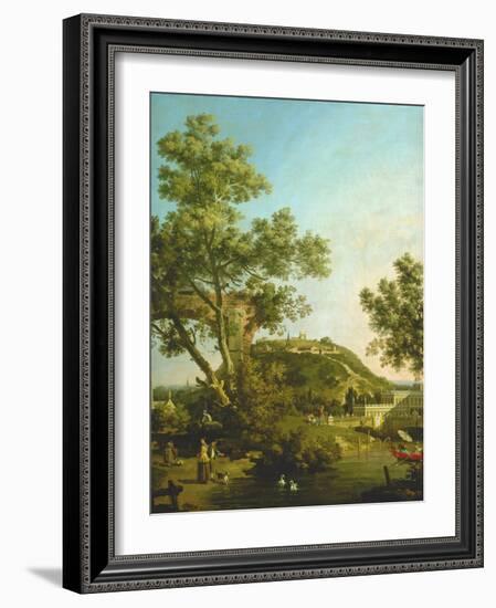 English Landscape Capriccio with a Palace, 1754-Canaletto-Framed Giclee Print