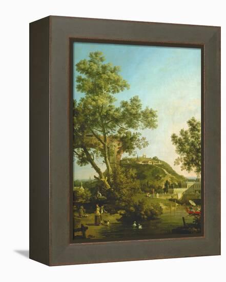 English Landscape Capriccio with a Palace, 1754-Canaletto-Framed Premier Image Canvas