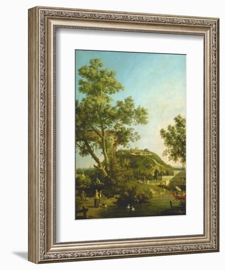 English Landscape Capriccio with a Palace, 1754-Canaletto-Framed Giclee Print