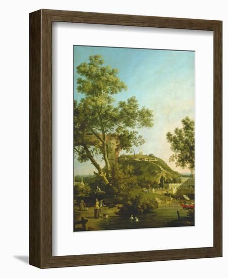 English Landscape Capriccio with a Palace, 1754-Canaletto-Framed Giclee Print