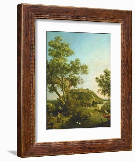 English Landscape Capriccio with a Palace, 1754-Canaletto-Framed Giclee Print