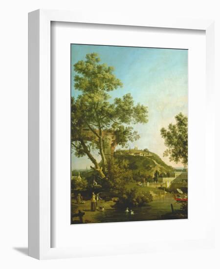 English Landscape Capriccio with a Palace, 1754-Canaletto-Framed Giclee Print