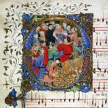 Letter of a medieval drinking song from Windsor Carol Book, circa 1440 miniature-English-Giclee Print