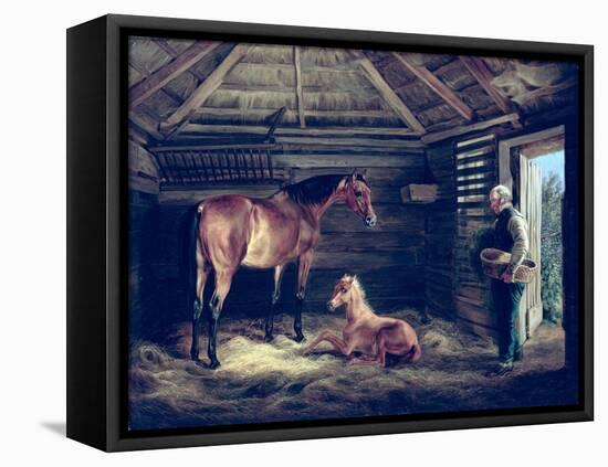 English Mare with Her Foals, 1833-Albrecht Adam-Framed Premier Image Canvas