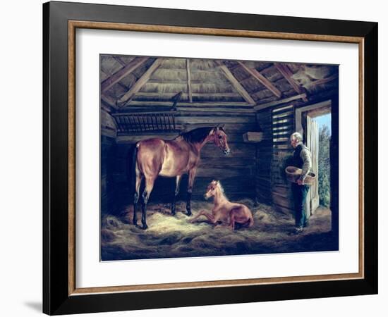 English Mare with Her Foals, 1833-Albrecht Adam-Framed Giclee Print