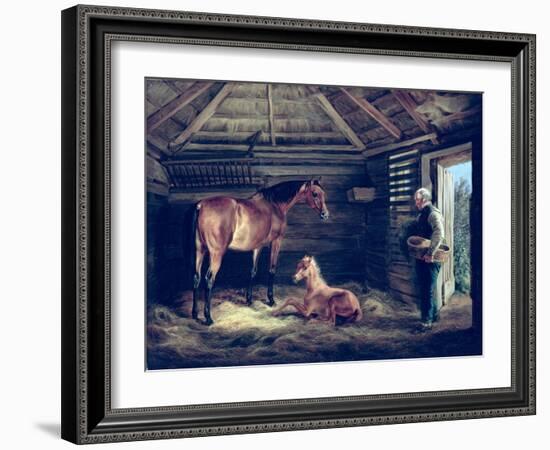 English Mare with Her Foals, 1833-Albrecht Adam-Framed Giclee Print