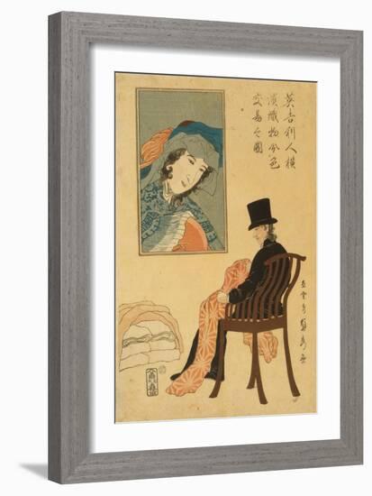 English Merchant Sorting Fabrics For Trade in Yokohama, 1861-Utagawa Sadahide-Framed Giclee Print