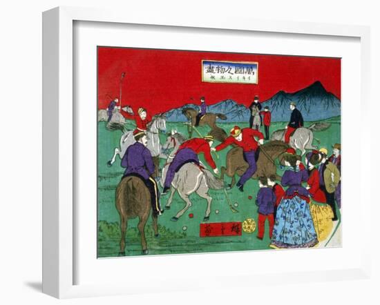 English Polo Game, Japanese Wood-Cut Print-Lantern Press-Framed Art Print