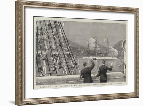 English Sailors Cheering a Homeward Bound French Ironclad at Hongkong-null-Framed Giclee Print