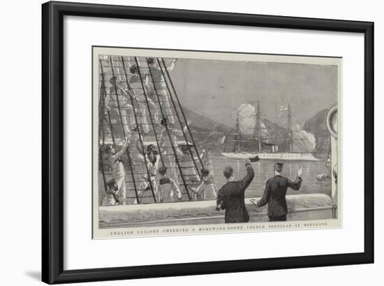 English Sailors Cheering a Homeward Bound French Ironclad at Hongkong-null-Framed Giclee Print