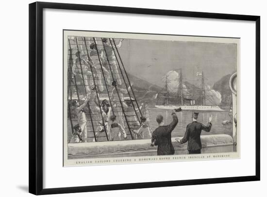 English Sailors Cheering a Homeward Bound French Ironclad at Hongkong-null-Framed Giclee Print