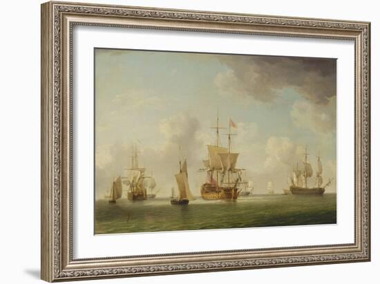 English Ships under Sail in a Very Light Breeze-Charles Brooking-Framed Giclee Print