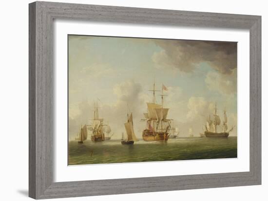 English Ships under Sail in a Very Light Breeze-Charles Brooking-Framed Giclee Print