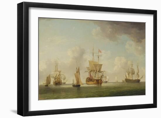 English Ships under Sail in a Very Light Breeze-Charles Brooking-Framed Giclee Print
