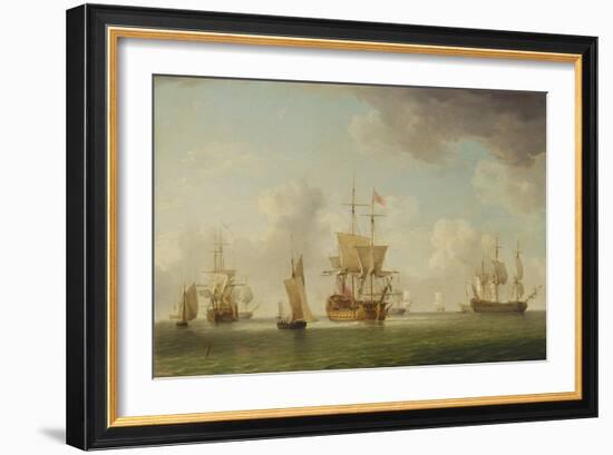 English Ships under Sail in a Very Light Breeze-Charles Brooking-Framed Giclee Print