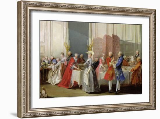 English Tea in the Salon des Quatre Glaces at the House of the Prince de Conti Palais Du Temple-Michel Barthélémy Ollivier-Framed Giclee Print