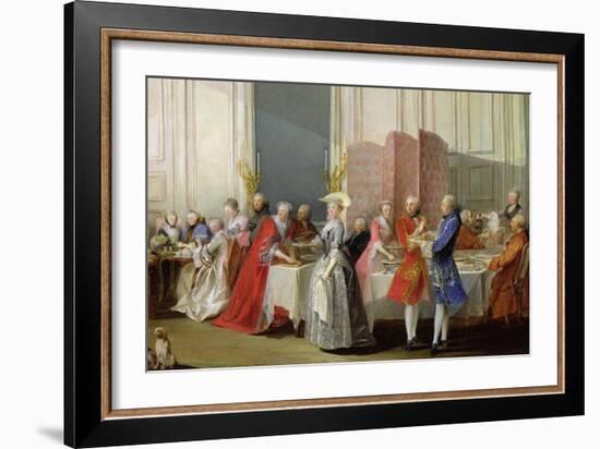 English Tea in the Salon des Quatre Glaces at the House of the Prince de Conti Palais Du Temple-Michel Barthélémy Ollivier-Framed Giclee Print