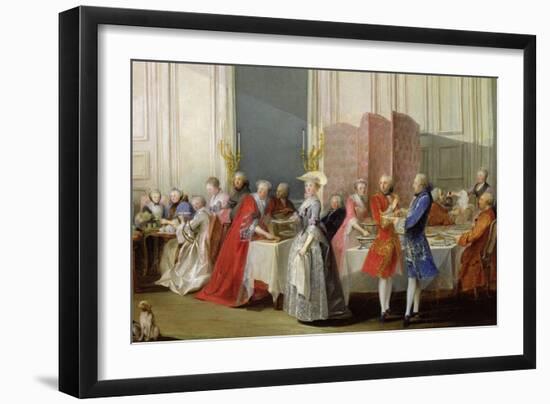 English Tea in the Salon des Quatre Glaces at the House of the Prince de Conti Palais Du Temple-Michel Barthélémy Ollivier-Framed Giclee Print