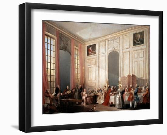 English Tea Party with the Prince of Conti at the Temple, 1766-Michel Barthelemy Ollivier-Framed Giclee Print