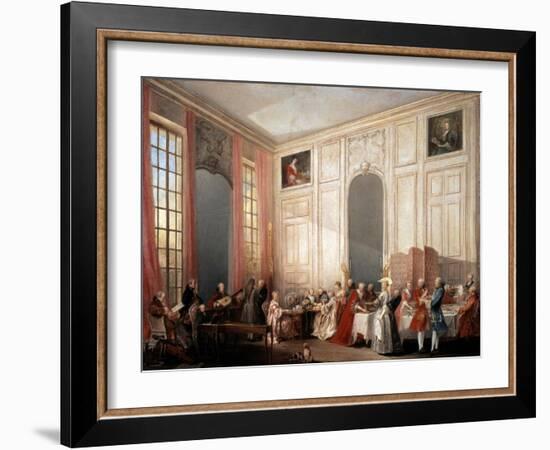 English Tea Party with the Prince of Conti at the Temple, 1766-Michel Barthelemy Ollivier-Framed Giclee Print