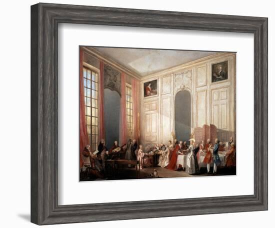 English Tea Party with the Prince of Conti at the Temple, 1766-Michel Barthelemy Ollivier-Framed Giclee Print